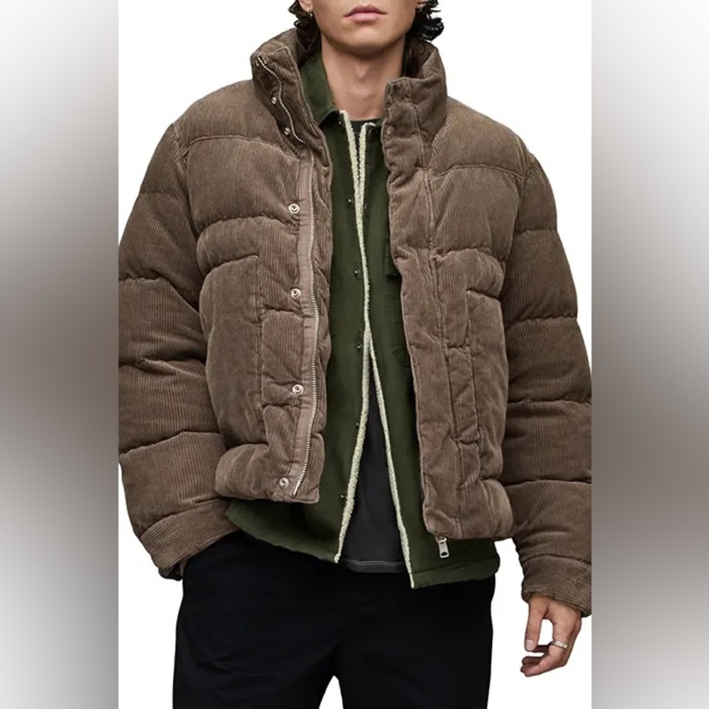 Allsaints Men's Hogan Brown Mink Corduroy Puffer Jacket